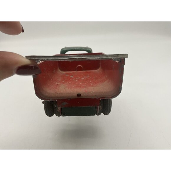 Hubley Vintage Diecast Green And Red #469 476 Kiddie Toy Dump Truck 9" Long x 3" - Picture 7 of 15